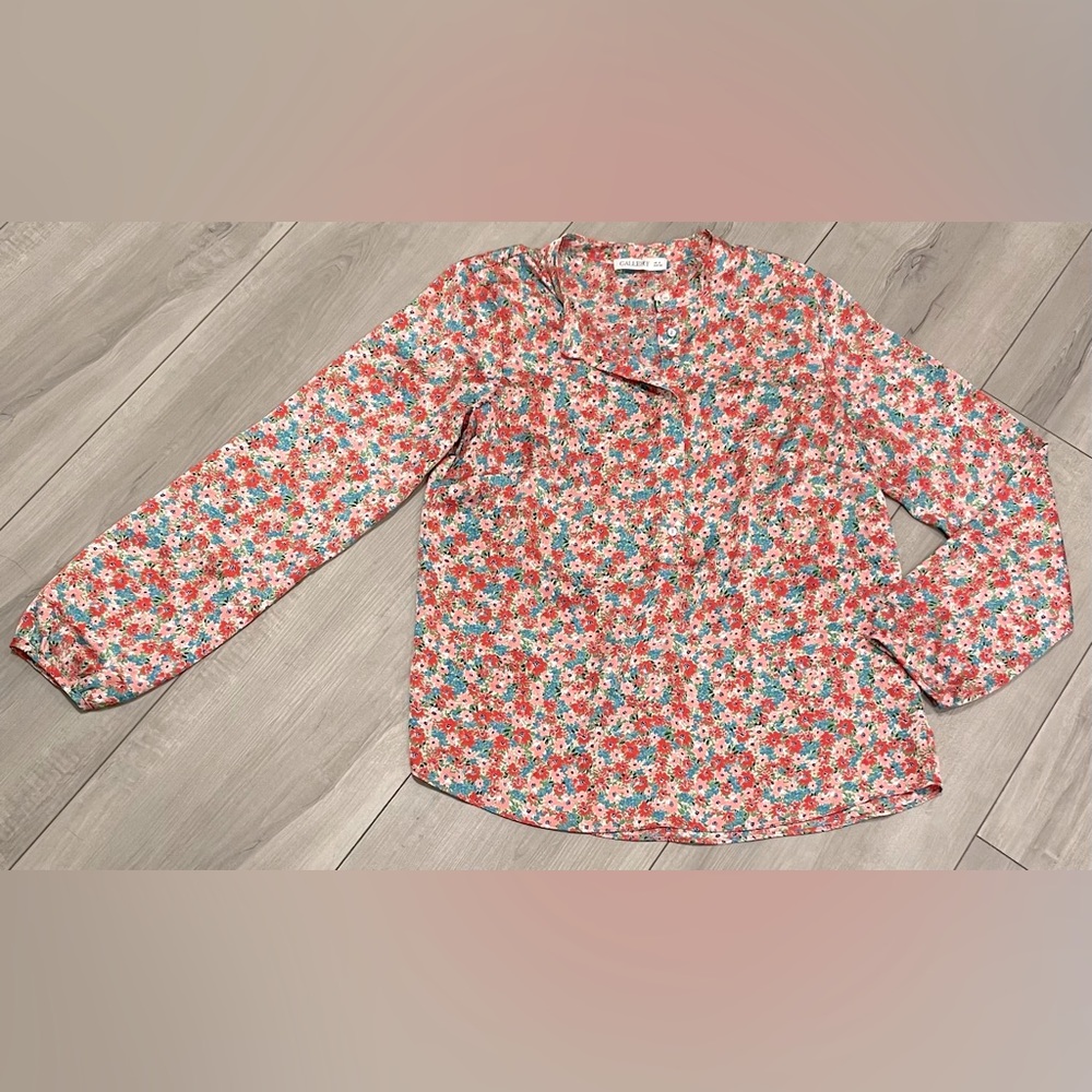 💥5/$10💥GALLERY Floral Retro Blouse Size UK 8/US 4